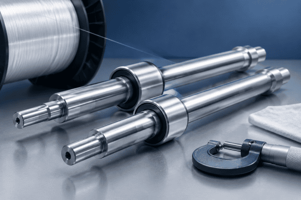 Illustration of Optical Fiber Guide Roller Shafts: Precision Machining and Assembly Checks