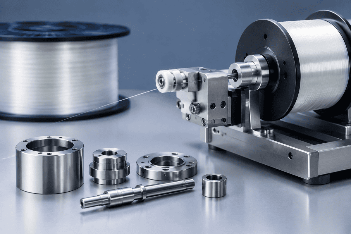 optical fiber proof test equipment parts illustration for Optical Fiber Proof-Test and Rewind Equipment: Custom Machined Part