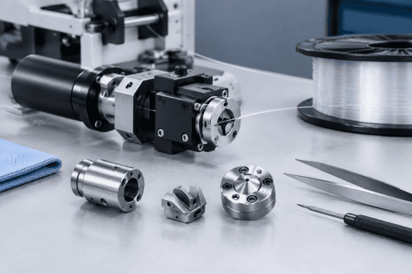 Illustration of Optical Fiber Winder Cutter Assembly Parts: Replacement Specification Guide