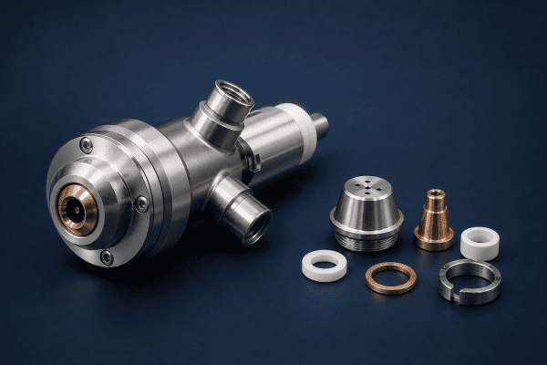 Illustration of OVD Torch Spare Parts: Individual Components or Complete Assemblies