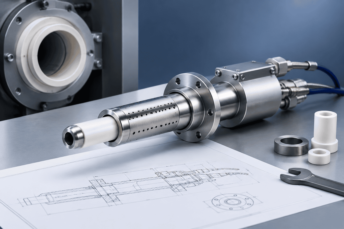 Illustration of SG Controls MCVD Burner Replacement with Drawing and Mounting Verification