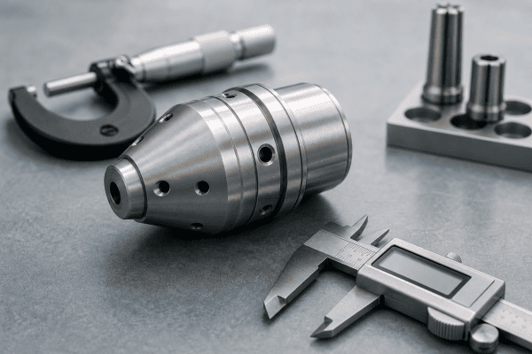 Illustration of Titanium OVD Torch Parts: Material Verification and Machining
